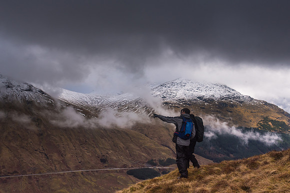 Hikers above the Rest & Be Thankful