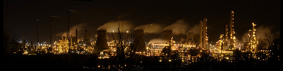 Grangemouth Refinery at Night - Panorama